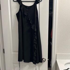 1. State Black Asymmetrical Ruffle Dress